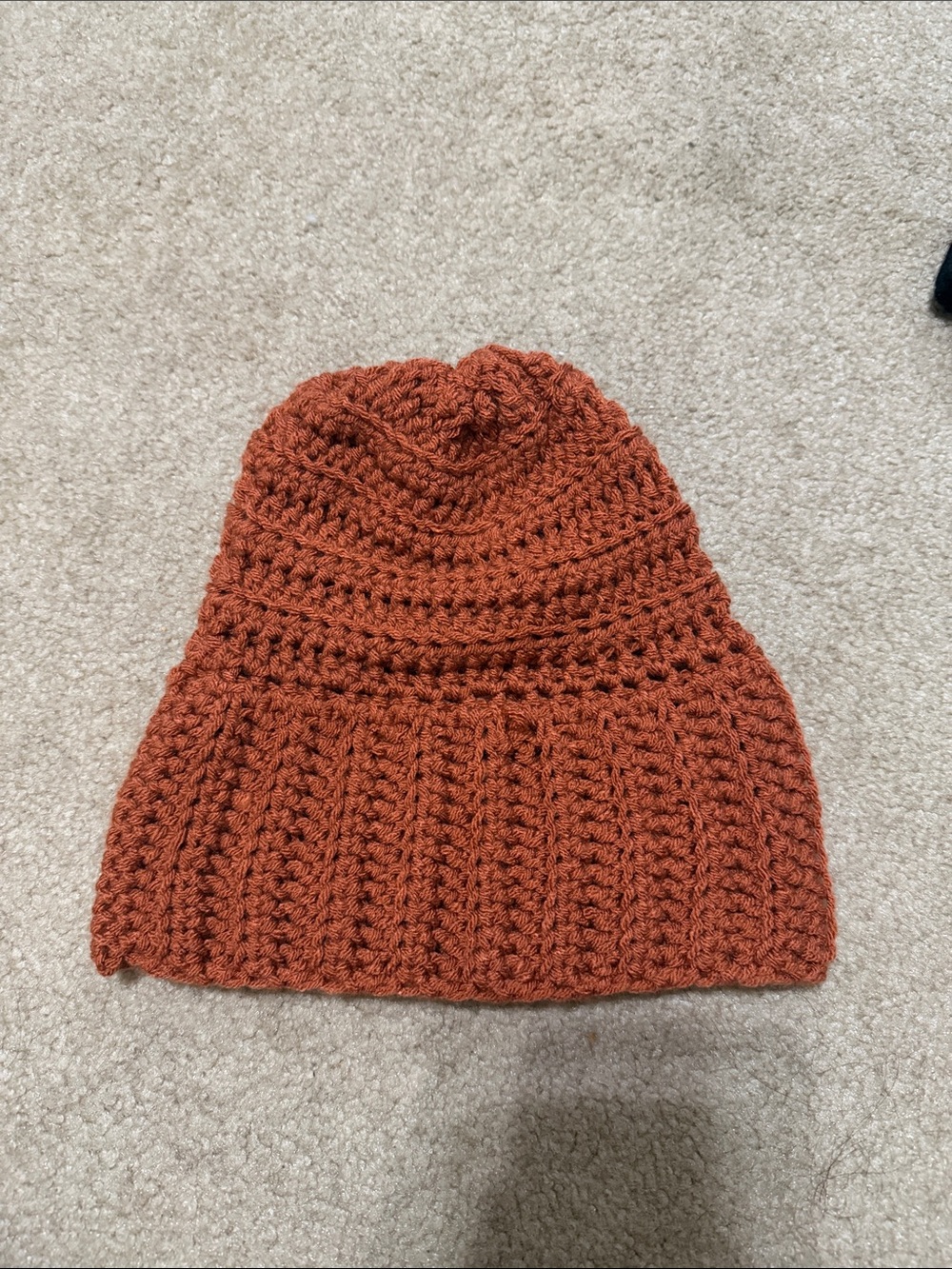Handmade Crocheted Beanie - Rust Orange